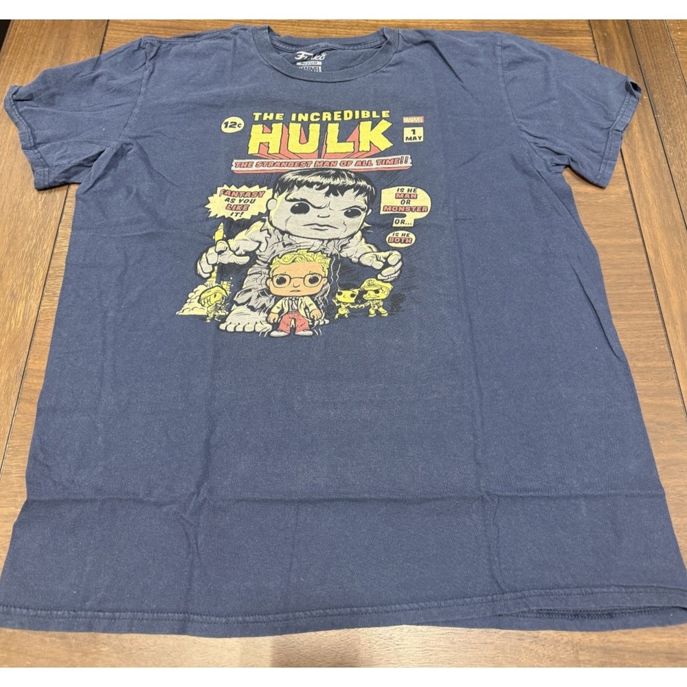 Funko Pop Marvel T-Shirt Mens Large Blue Incredible Hulk Superhero Size M